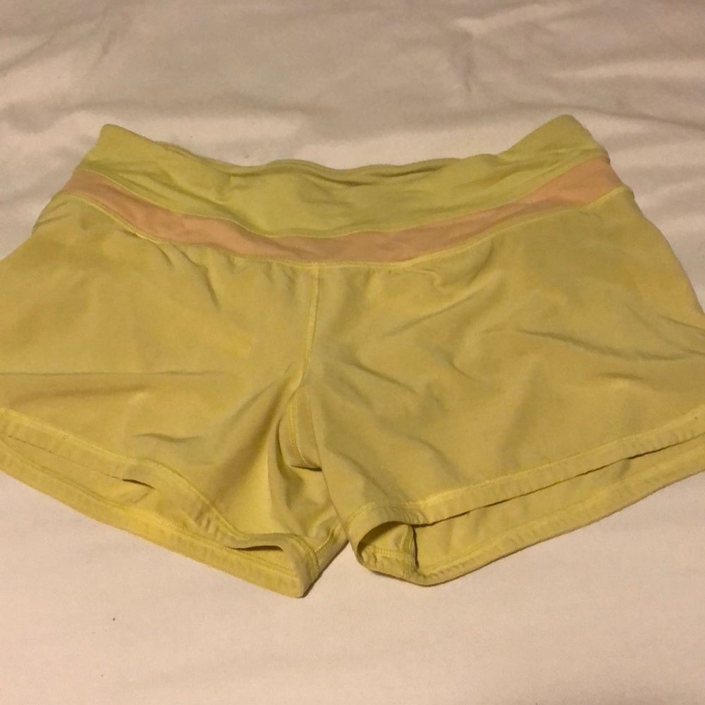 Pale yellow Lululemon shorts